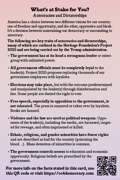 2025 Card 13: Autocracy vs. Democracy (pack of 10)