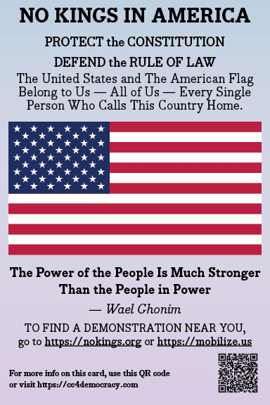 2025 Card 15: No Kings in America (pack of 10) - CLOSEOUT