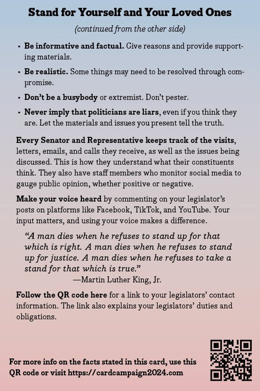 2025 Card 01: Standing Up for Yourself (pack of 10)