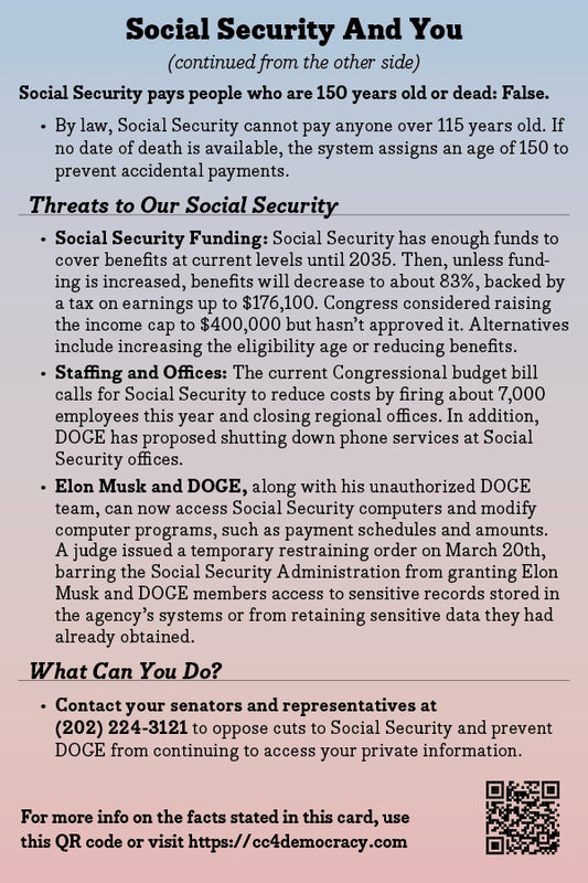 2025 Card 06: Social Security and You (pack of 10)
