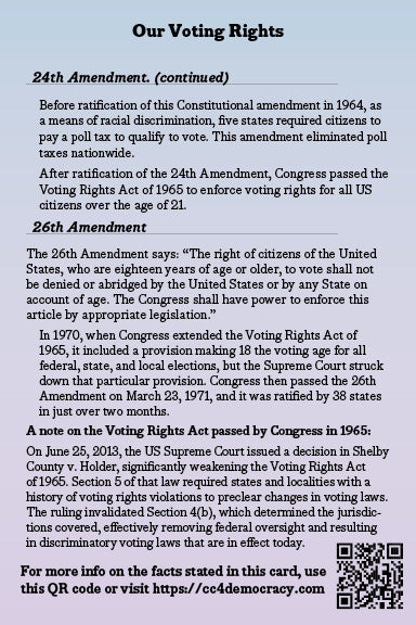 2025 Card 20: Our Voting Rights (pack of 10)