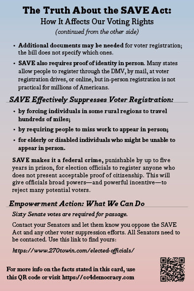 2025 Card 09: The Truth About the SAVE Act (pack of 10)