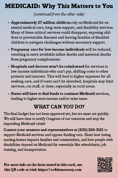 2025 Card 11: Medicaid: Why This Matters to You (pack of 10)
