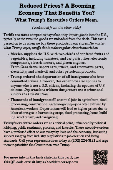 2025 Card 12: What Trump’s Executive Orders Mean (pack of 10)