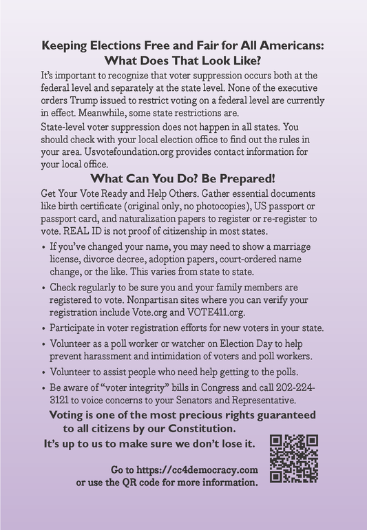 Card 34: VOTER SUPPRESSION (pack of 10)