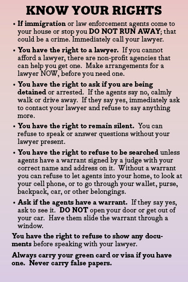 2025 Card 14: Know Your Rights (pack of 10)