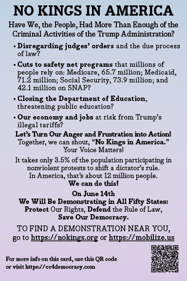 2025 Card 15: No Kings in America (pack of 10)