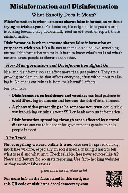 2025 Card 04: Misinformation & Disinformation (pack of 10)