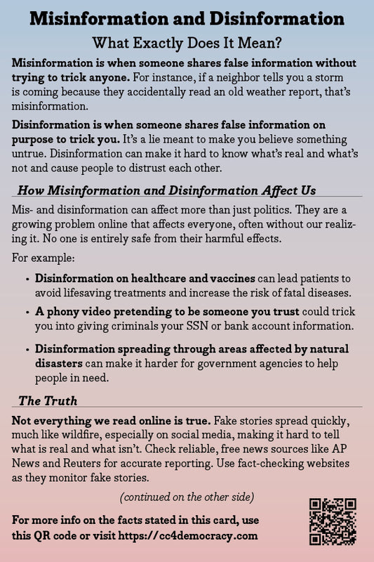 2025 Card 04: Misinformation & Disinformation (pack of 10)