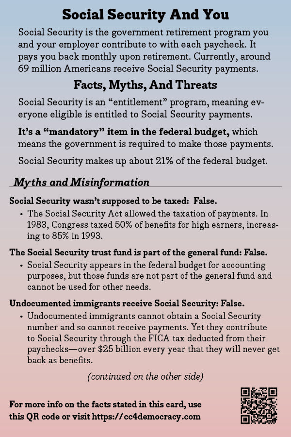 2025 Card 06: Social Security and You (pack of 10)