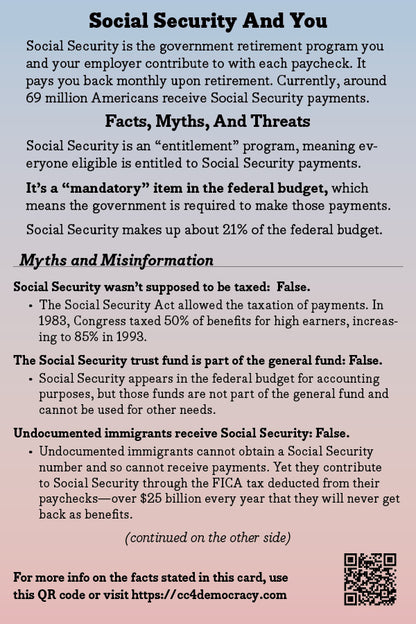 2025 Card 06: Social Security and You (pack of 10)