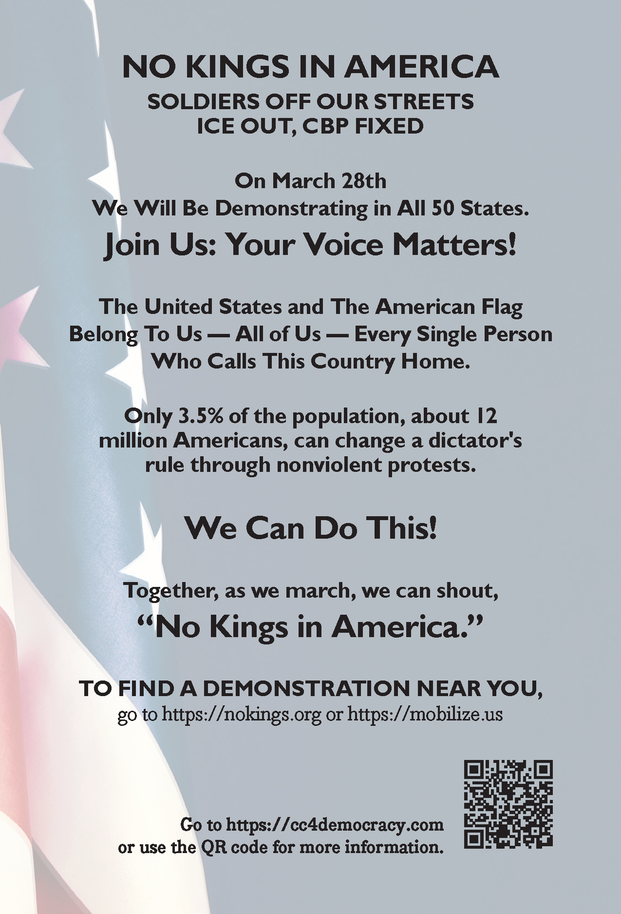 Card 33: No Kings March 28 (pack of 10) - CLOSEOUT