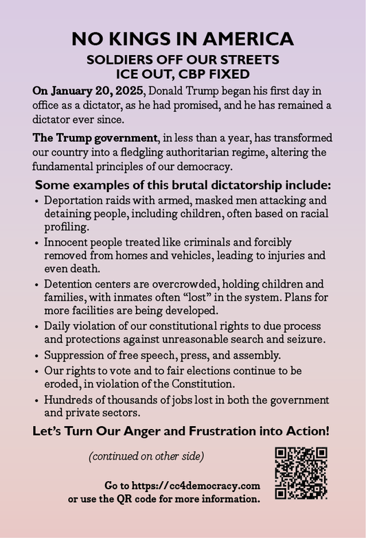 Card 33: No Kings March 28 (pack of 10) - CLOSEOUT