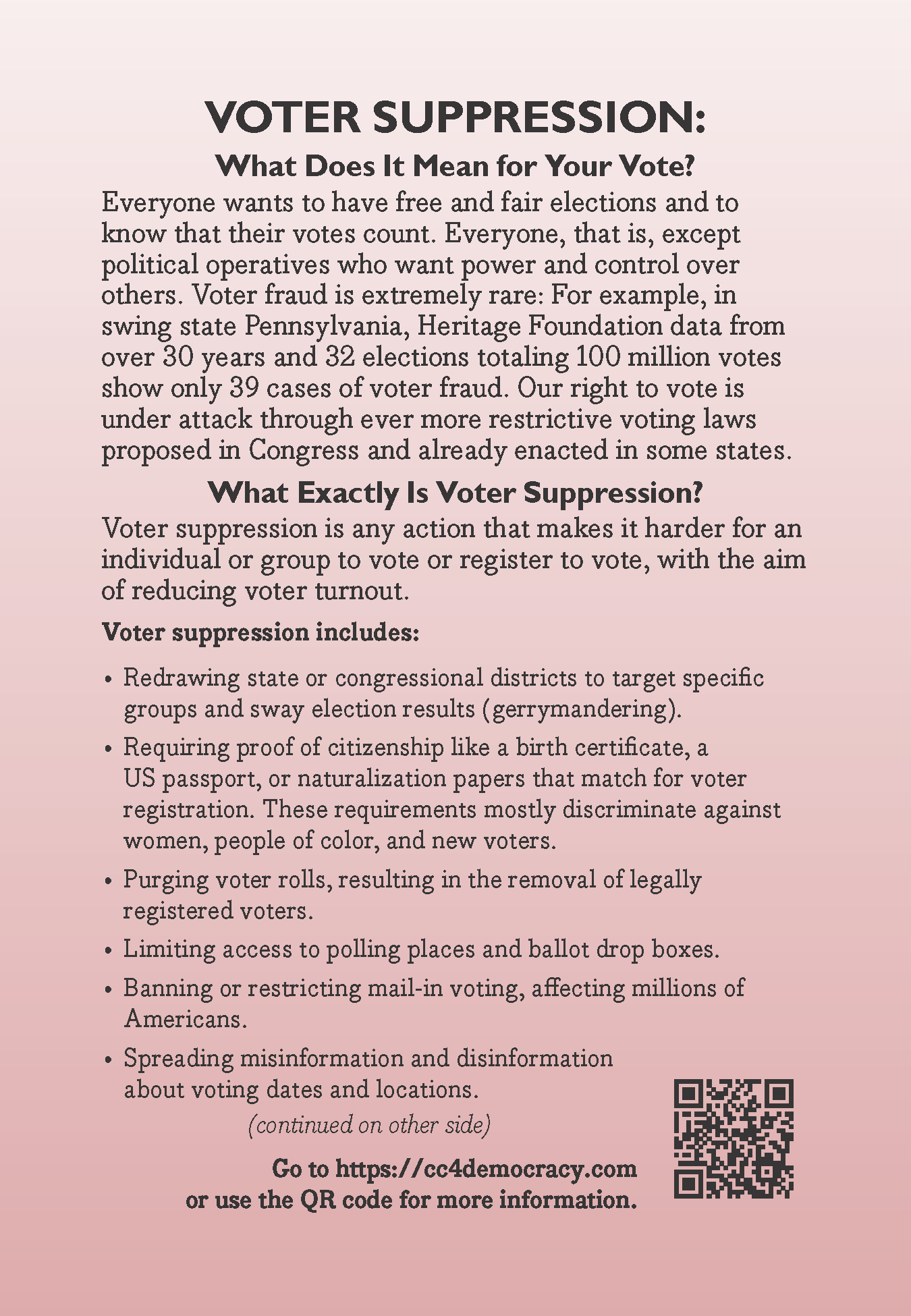 Card 34: VOTER SUPPRESSION (pack of 10)