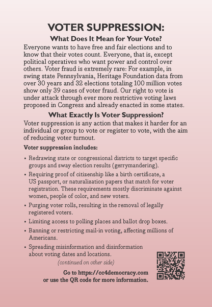 Card 34: VOTER SUPPRESSION (pack of 10)