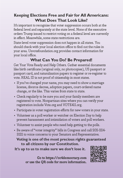 Card 34: VOTER SUPPRESSION (pack of 10)