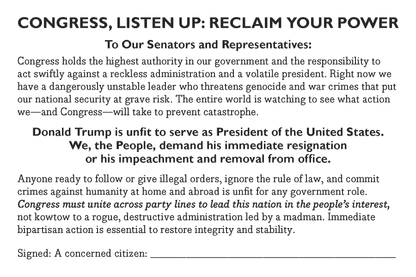 Card 35: CONGRESS, Reclaim your power postcard (pack of 10)