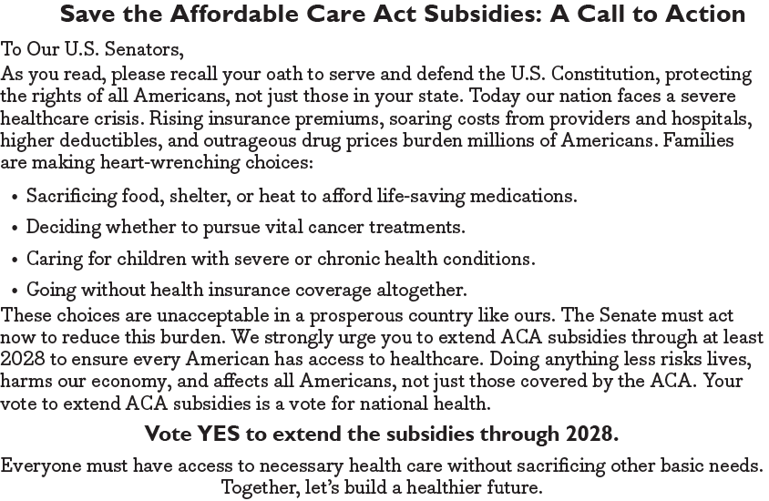 2025 Card 27: Save the ACA Subsidies Postcard (pack of 10)